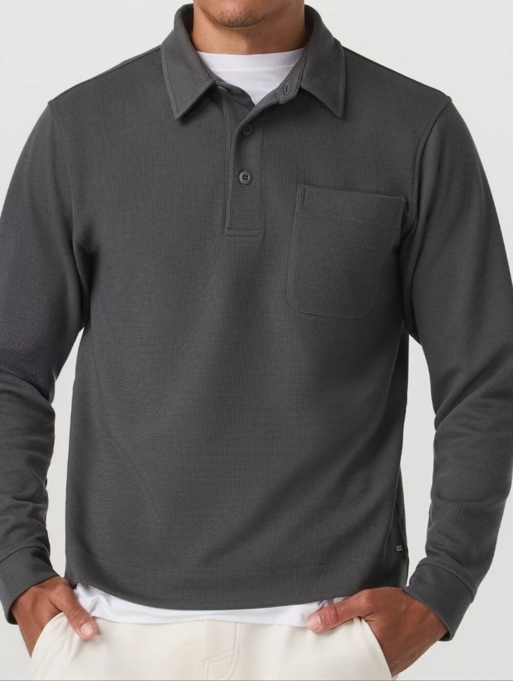 Men's Long-Sleeve Vuori Coronado Rugby Shirt in Grey Size L